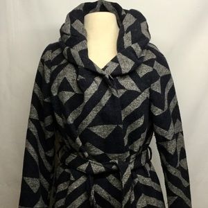 Dark grey and navy blue zig zag coat